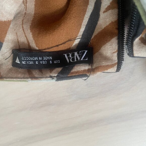 Zara Tropical Print Cut Out Mini Linen/Cotton Dress Spaghetti Straps XS - Picture 4 of 7